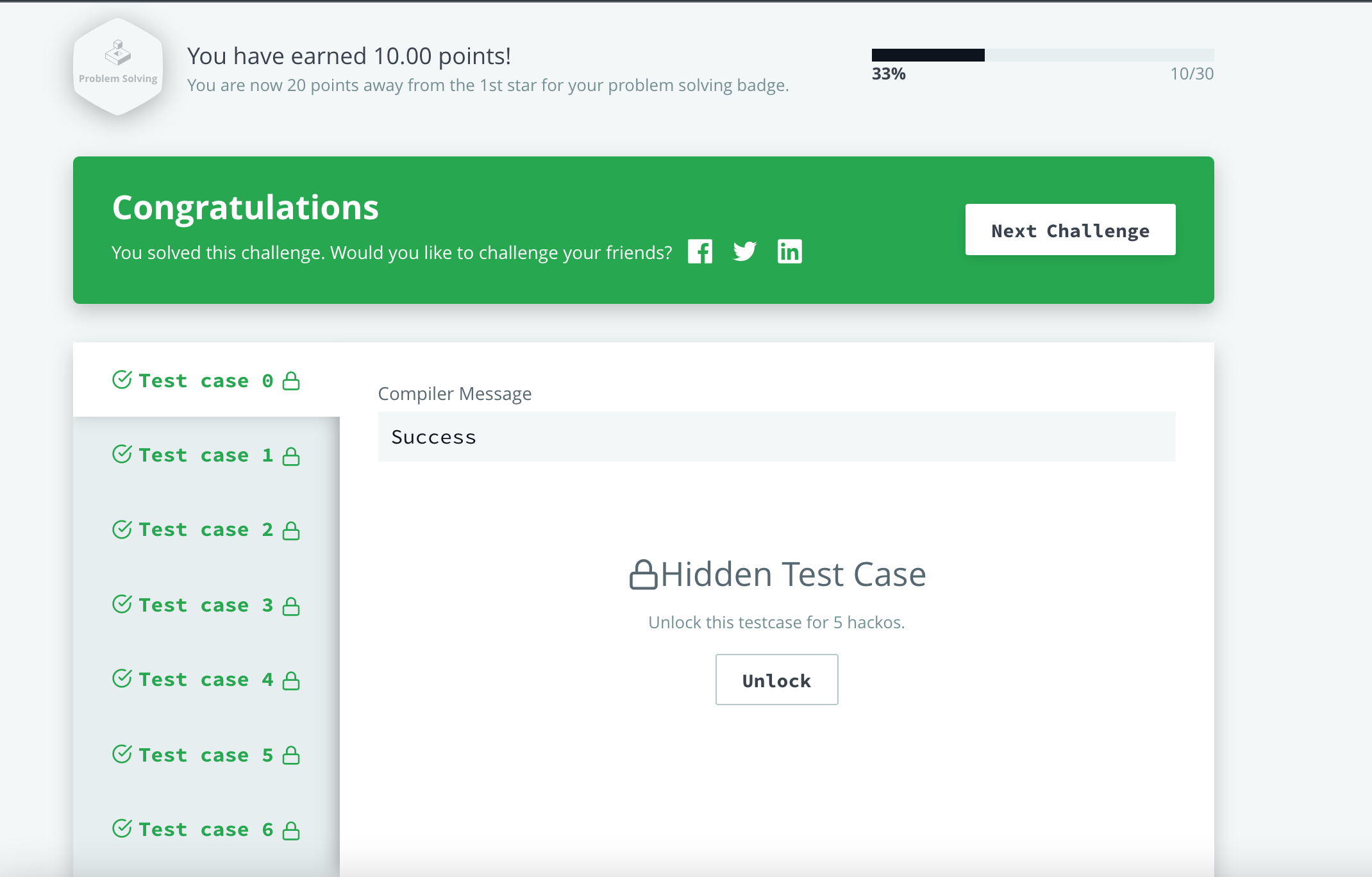 hackerrank challenge completed